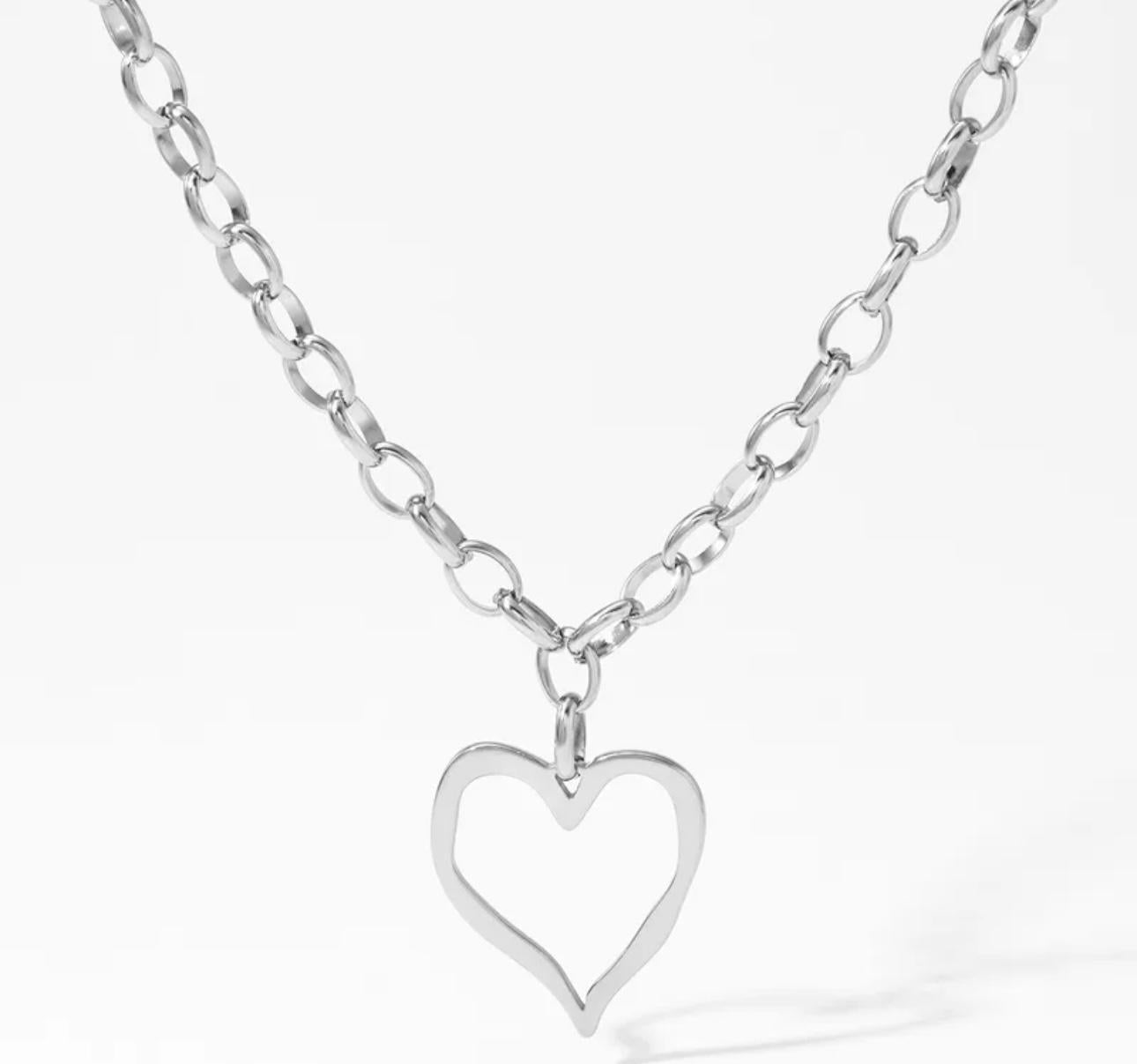 Big Heart Silver Necklace