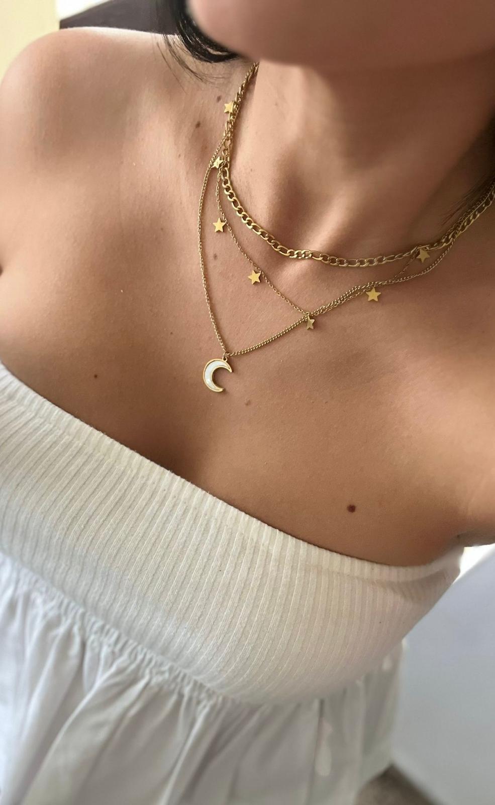 Moon & Star Triple Necklace