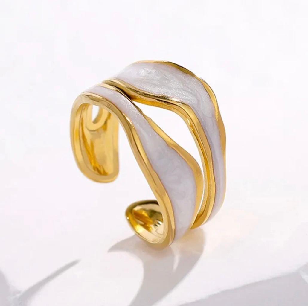 Retro White Open Ring
