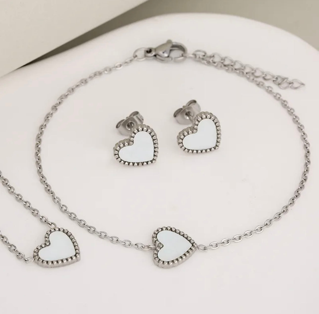 My Heart Silver & White Set